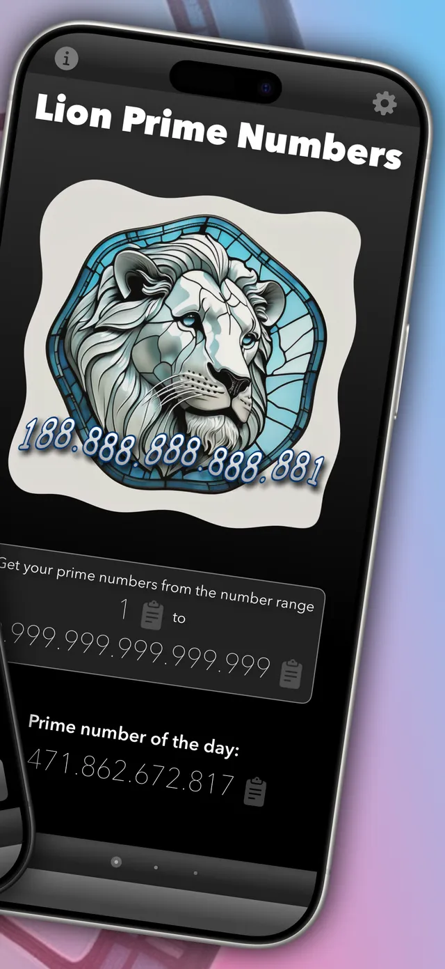 app screenshot Lion Prime Numbers