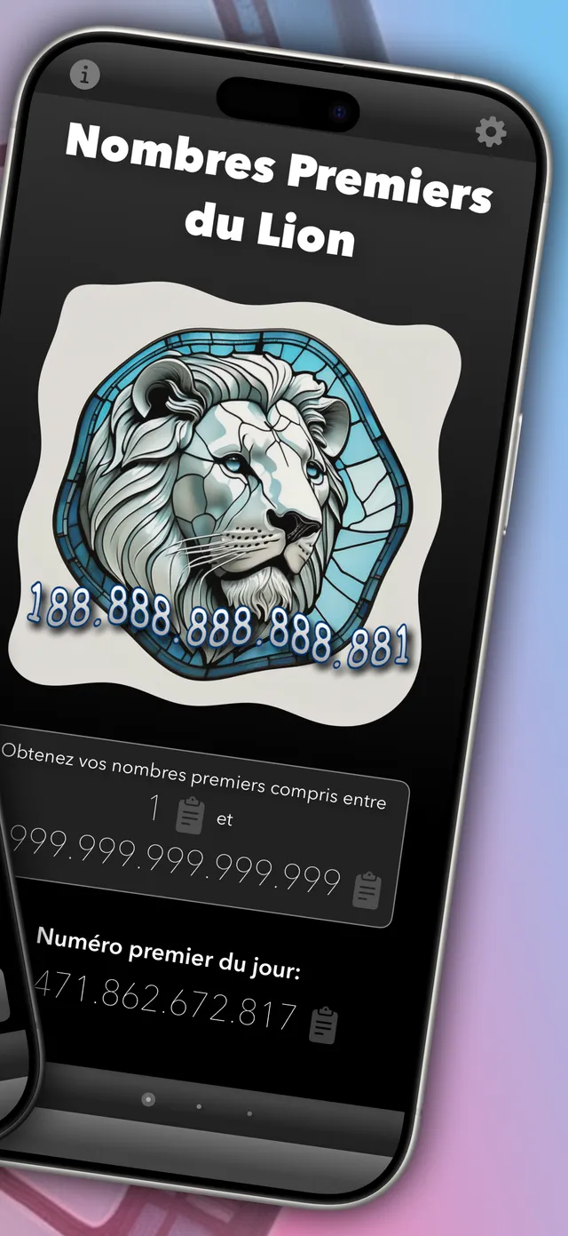 app screenshot Nombres Premiers du Lion